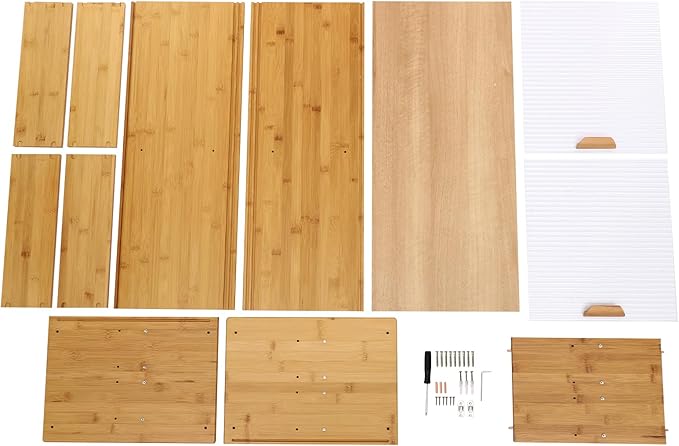 Countertop Kitchen Pantry Cabinet,Bamboo Wall Sideboard with Sliding Glass Doors,Pantry Cabinet for Kitchen, Living Room,Dinning,Bedroom,Log Color,30.3" W
