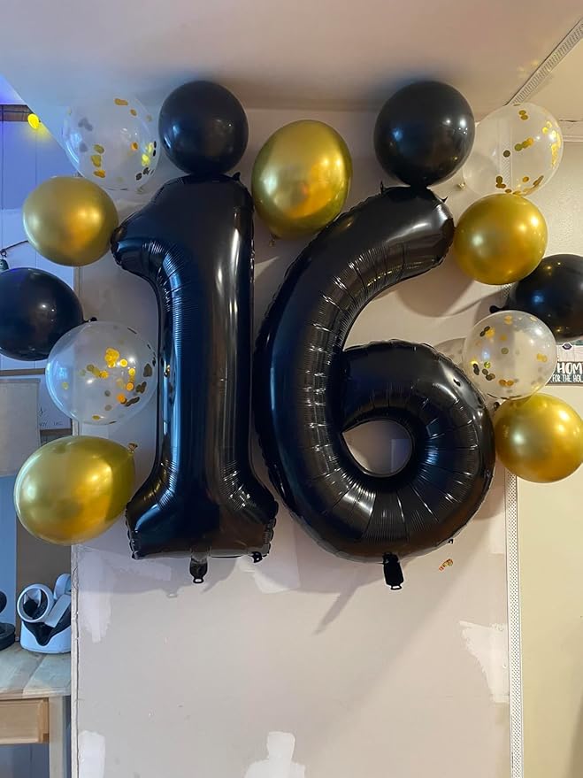 60Th Birthday Decorations For Men, Black Party Decoration for Women Adults Parents, Big Number 60 Balloons for 60th Birthday Party Decorations