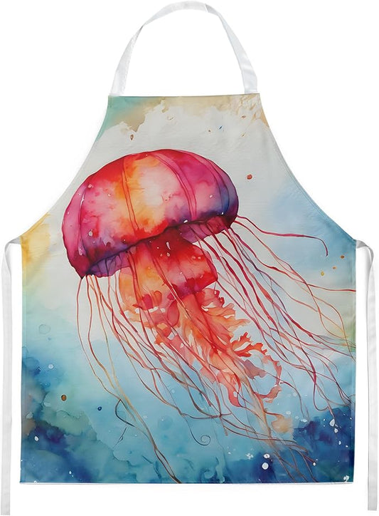Caroline's Treasures Jellyfish Apron Cooking Kitchen Server Baking Crafts Gardening for Adult Women Men, Unisex, Large, Multicolor