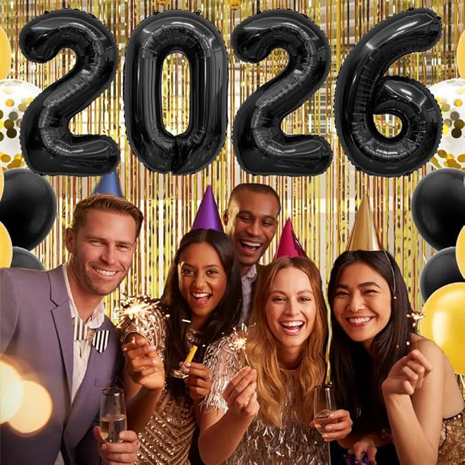 2026 Balloons Black 2026 Balloon Numbers 40 Inch 2026 Numbers for New Year Large Number Balloons 2026 Foil Mylar Balloon for 2026 New Year Eve Party Supplies Birthday Anniversary Graduation Decoration