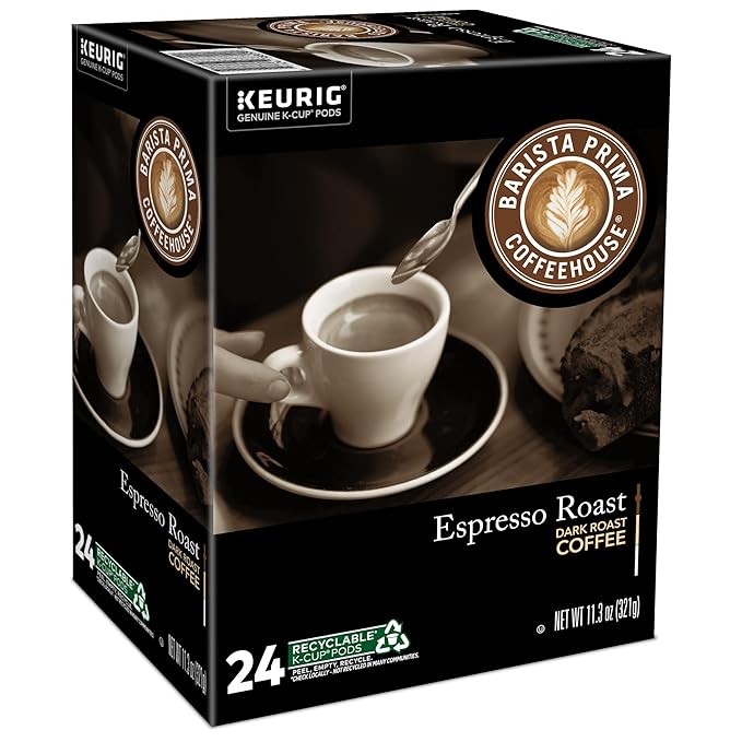 Barista Prima Coffeehouse Espresso Roast Coffee, Keurig Single Serve K-Cup Pods, 96 Count
