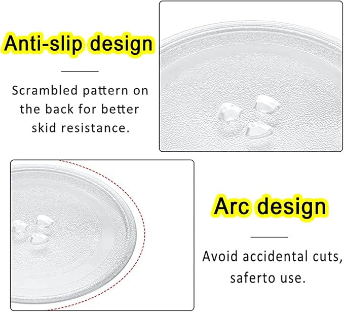 Microwave Glass Turntable Plate With 3 Fixtures, Microwave Glass Plate De Replacement Microwave Plate, 245mm 255mm 270mm Diameter, Microwave Glass Tray, Heat Resistance, Easy To Care For