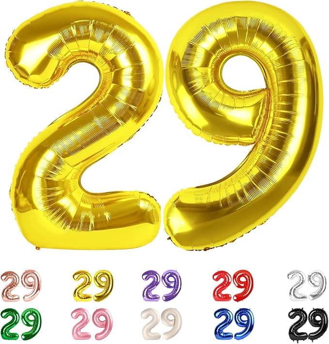 Numbers 29 Balloons, 29 Balloons, 29th Gold Party Decorations for Women Men, 40 In Big 29th Decor for Engagement, Wedding, Celebration Party, Graduations, Photo Shoot