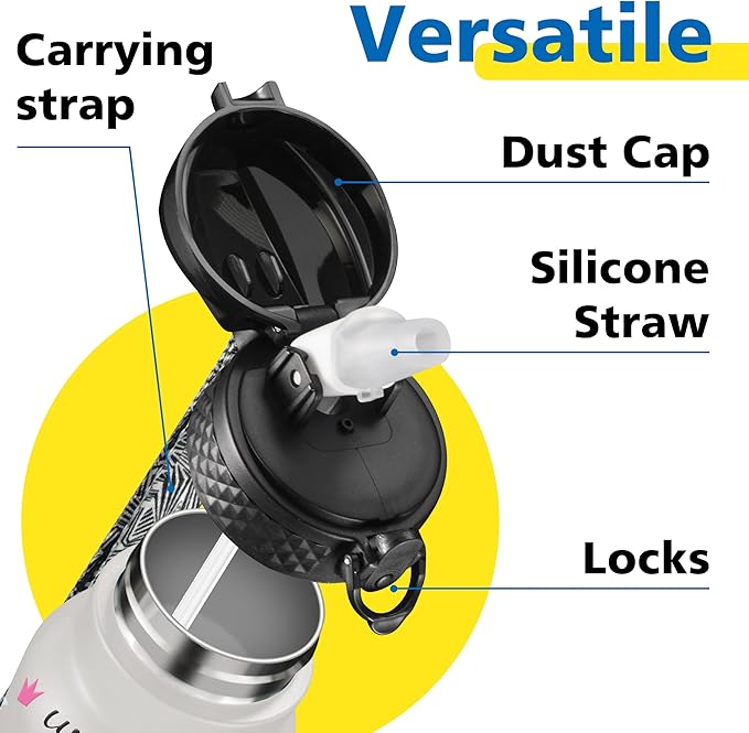 Han's Bottle Kids Water Bottle with Straw Lid - Insulated Stainless Steel Reusable Tumbler for Girls,Boys,Thermo Mug,12oz,Unicorns Girl