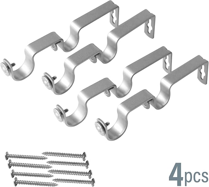 Rod Desyne 1" Double Wall Bracket (4 pcs), Satin Nickel