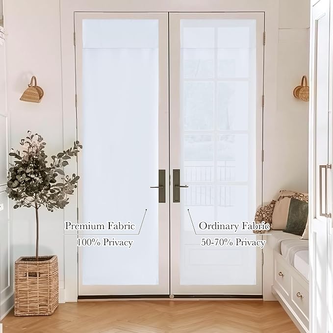 RYB HOME 100% Blackout Door Curtain for French Door, Privacy Shade for Bedroom Office Kids Nursery Window, W30 x L80 inches, 1 Panel, White