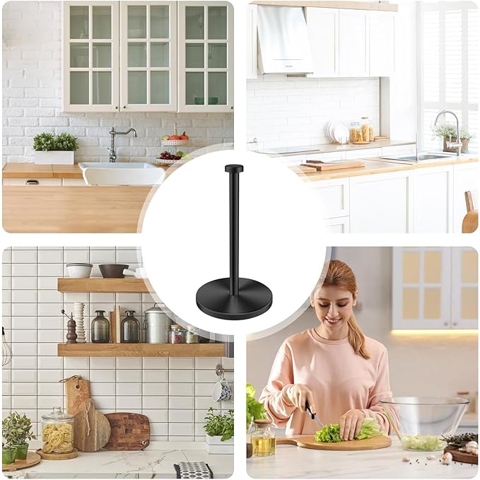 Paper Towel Stand | Standing Kitchen Bathroom Paper Holder - Stainless Steel Countertop Holder, Vertical Towel Dispenser for Bathroom Kitchen