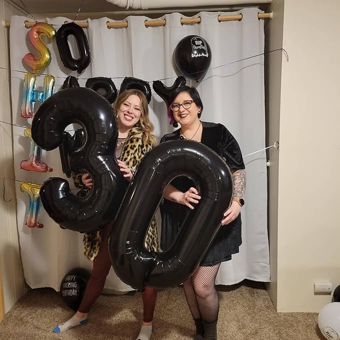17 Balloon Numbers 40 In, 17th Birthday Decorations for Boys Girls, Happy 71st Birthday Black Party Decorations Big Balloons for Wedding, Celebration Party, Graduations