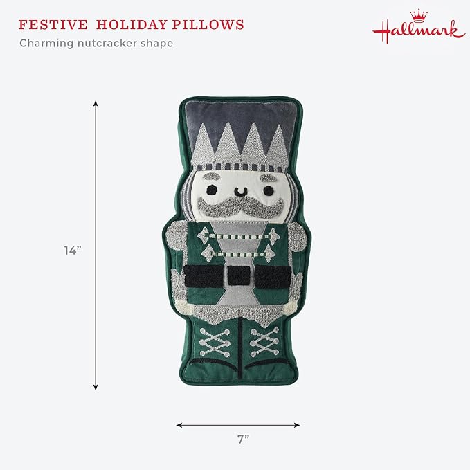 Hallmark - Decorative Throw Pillow for Couch or Bed, Holiday Home Décor, 7" x 14", (Nutcracker, Green)
