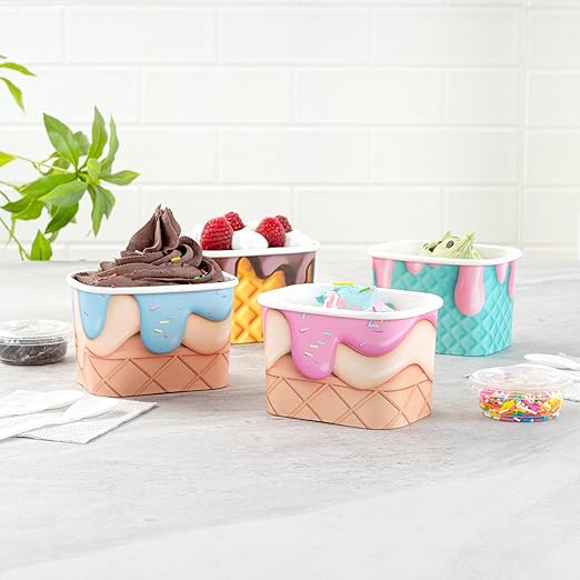 Coppetta 12 Ounce Dessert Cups, 200 Greaseproof Ice Cream Cups - Lids Sold Separately, For Hot And Cold Foods, Assorted Cone Paper Yogurt Bowls, Disposable, Sturdy - Restaurantware