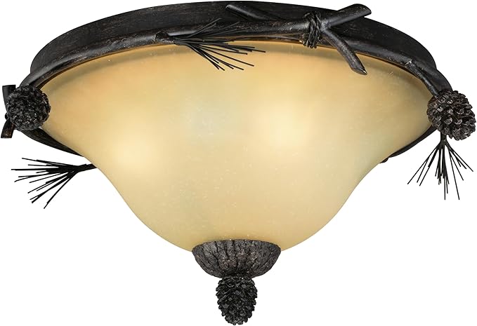 VAXCEL Sierra 15.5-in W Bronze Rustic Pinecone Flush Mount Ceiling Light Fixture