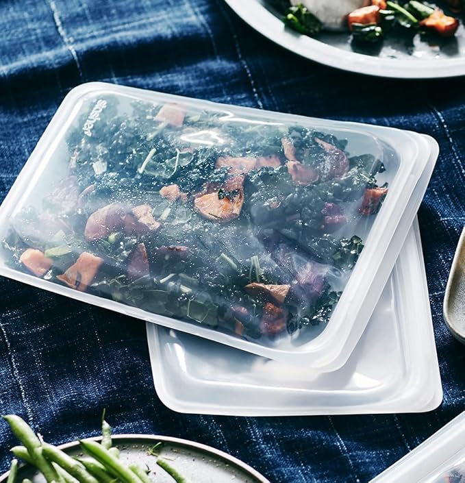 Stasher Silicone Reusable Food Storage Bag, Half Gallon Silicone Bag, Meal Prep, Reusable Freezer Bag, Microwave, Dishwasher, Oven Safe, Sous Vide, Eco Friendly, Food Storage Bag, 64 oz, Clear | Reusable Food Bag