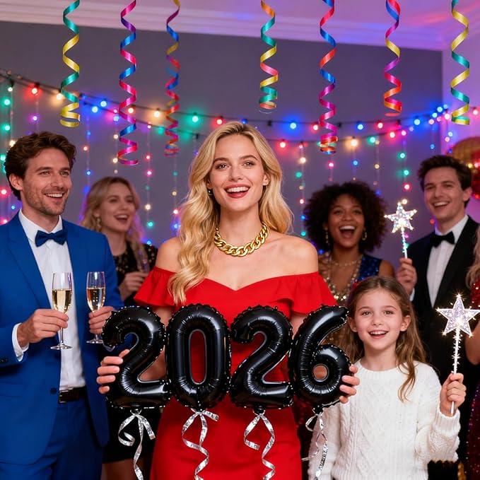 2026 Balloons Black Number 2026 Balloon-16 Inch Number Foil Balloons for New Year Eve Party Supplies Birthday Graduation Anniversary Party Decor 2026 Decorations