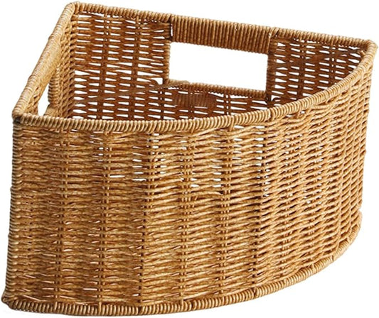 Corner Storage Basket Triangle Storage Box Lightweight with Handle Space Saving Accessory Organizer for Bathroom Magazines , L