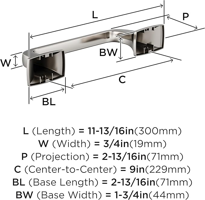 Amerock Highland Ridge Polished Nickel 9 inch (229mm) Towel Bar, BH36015PN