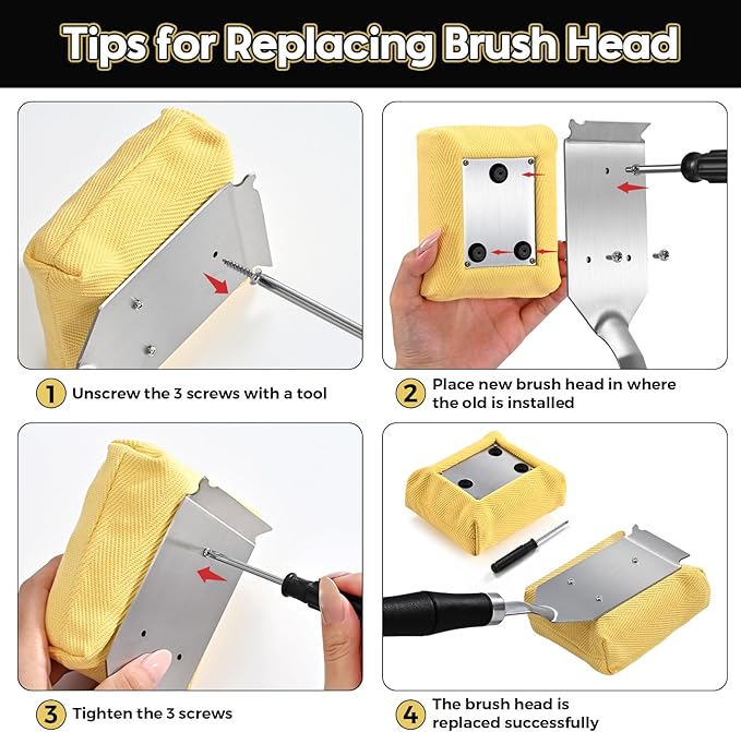 Grill Brush Bristle Free (1 Replaceable Head) Cleaning Tool for Any Grate Type- BBQ Steam Grill Brush for Outdoor Grill, Gift for Men Dad