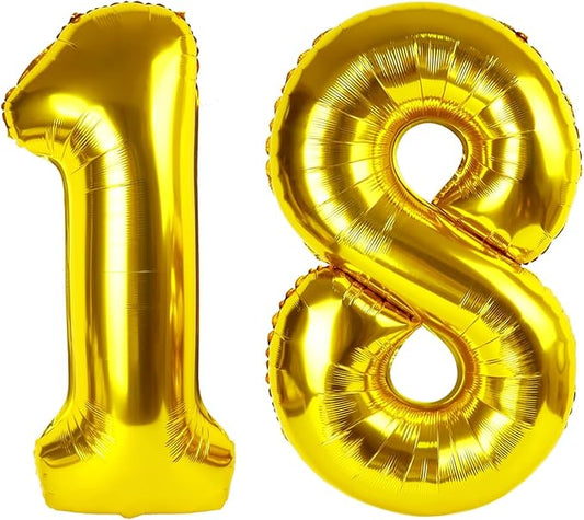 Number 18 Balloon, 18 Balloons for Birthday Party, 40 Inch 81 Number Balloons, Gold Digital Balloons for Adult Ceremony Wedding Anniversaries Party