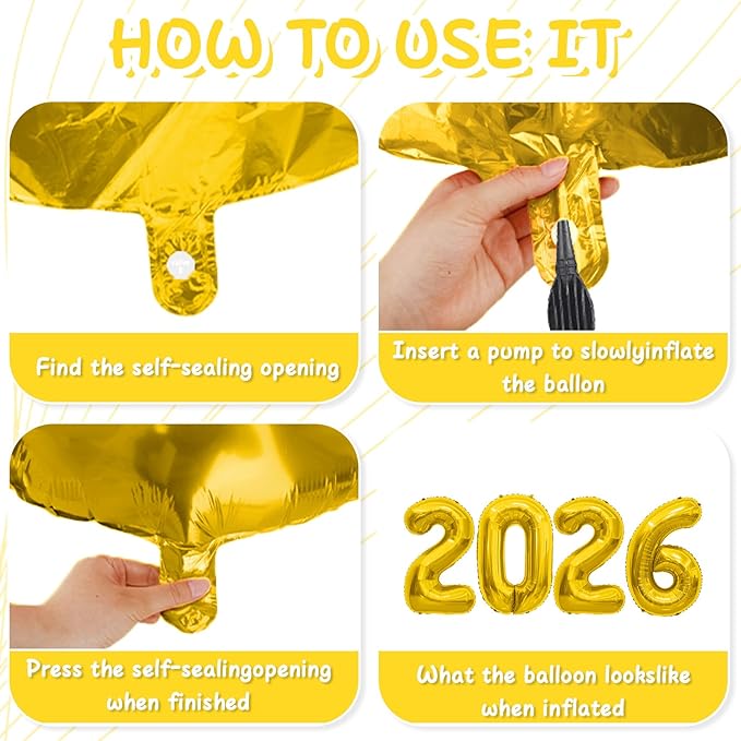 2026 Gold Foil Numbers Balloons(40 Inch) Graduation Decorations Senior Class of 2026 Balloons Happy New Years Eve Party Supplies 20 26 Signs Props Birthday Anniversary Wedding Festival Ornament Decor