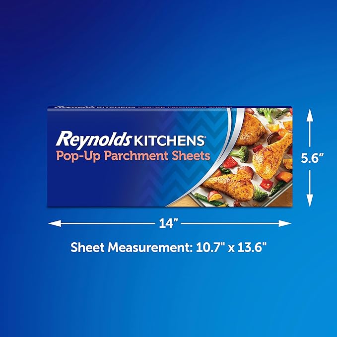 Reynolds Kitchens Pop-Up Parchment Paper Sheets, 10.7x13.75 Inch, 120 Sheets (Pack of 3)