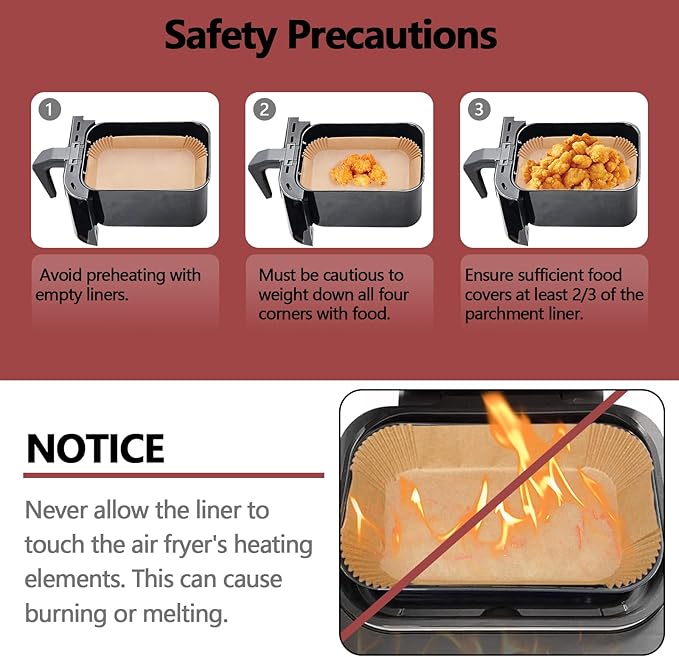100PCS Air Fryer Liners for Ninja, 8.6 x 5.5 inch Disposable Air Fryer Paper Dual Basket, Non-Stick Unbleached Parchment Paper Baking Accessories Liners for Natural Ninja DZ201 DZ401