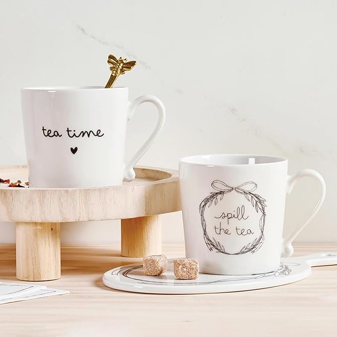 Santa Barbara Design Studio Gift Tea Cups Café Style Ceramic Tea Mug, 14-Ounce, Spill The Tea