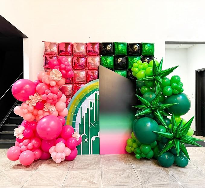 Hot Pink Square Foil Balloon Wall,25Pcs Double Sided Balloons Backdrop Foil Balloon Tunnel Arch Garland Kit for Valentine's Day Birthday Bridal Anniversary Baby Shower Party Decorations