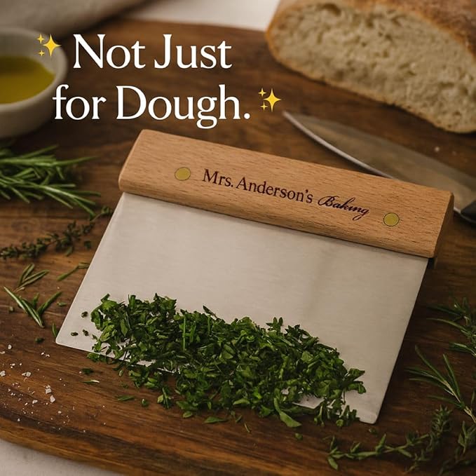 Mrs. Anderson's Baking Pastry Dough Scraper, 6 Inch, Stainless Steel And Wood, Professional Quality, For Portioning Dough And Scraping Work Surfaces