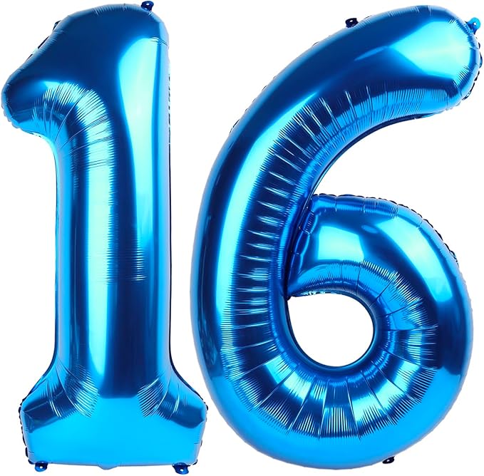 Dark Blue Number 16 Balloon, Number Balloons for Boys Girls, 40 Inch 61 Balloons for Birthday, Anniversaries, Big Events, School Class Party
