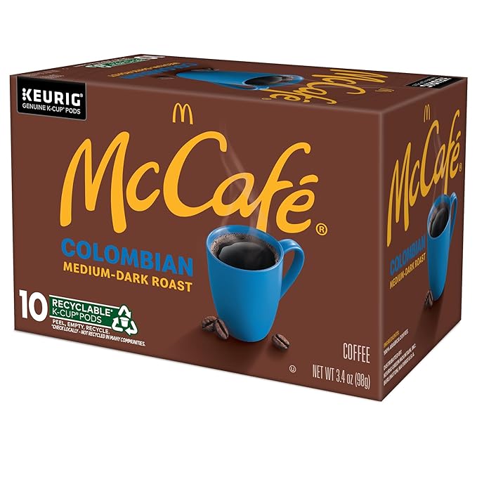 McCafe Colombian, Single Serve Coffee Keurig K-Cup Pods, Medium Roast, 10 Count (Pack of 12)