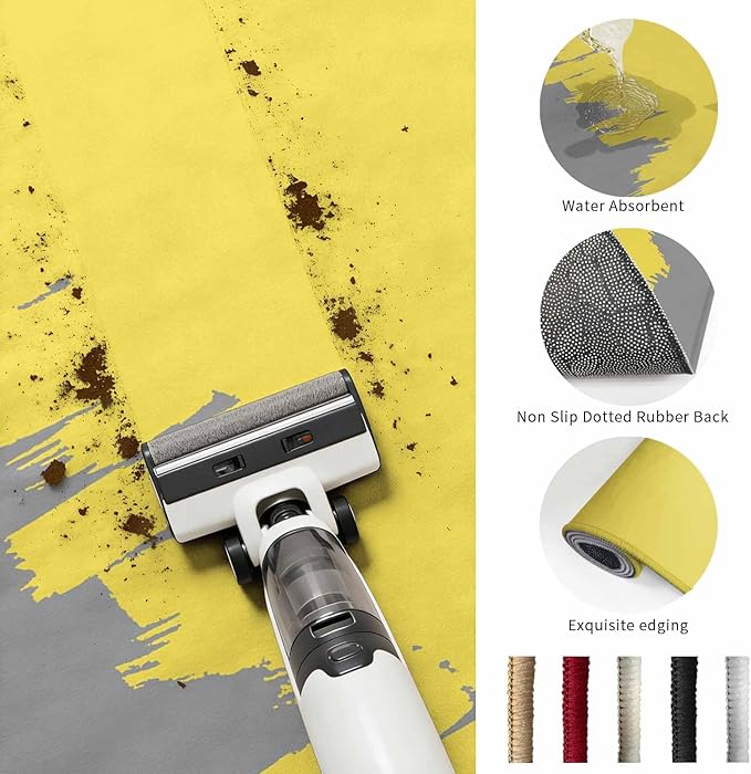 Area Rug 2x3ft, Abstract Yellow Grey Graffiti Washable Rugs for Living Room Bedroom, Oil Painting Artwork Soft Non-Slip Area Rugs Rectangle Floor Carpet for Dining Room