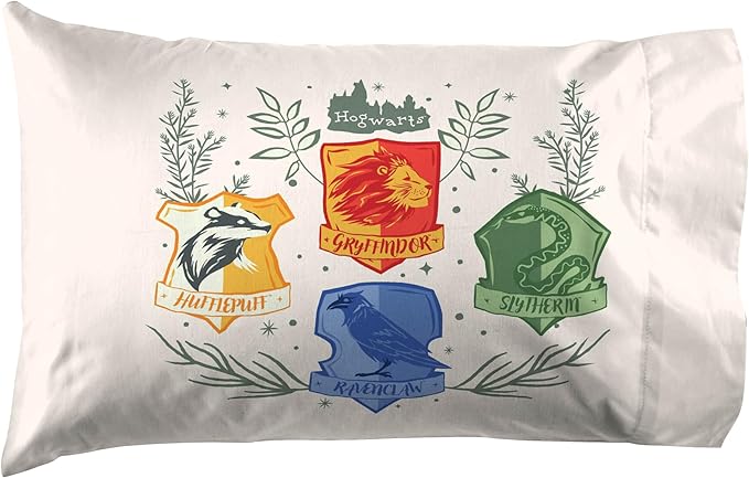Jay Franco Sheet Set with Fitted, Flat Sheets & Pillow Cover - Ultra-Soft Bedding with Pillowcase for Room Decor, Multi - Harry Potter, 3 Piece Twin