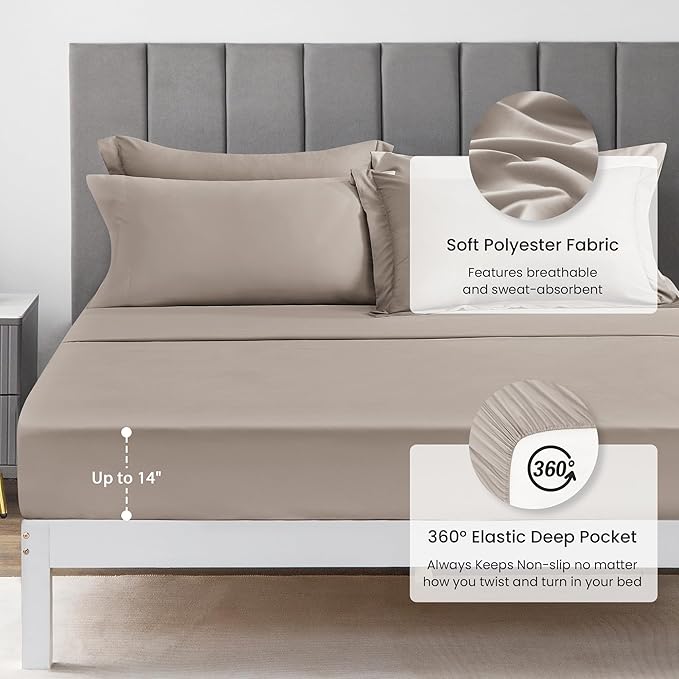 Love's cabin Twin Comforter Set Burlwood, 5 Pieces Twin Bed in a Bag, All Season Bedding Sets with 1 Comforter, 1 Flat Sheet, 1 Fitted Sheet, 1 Pillowcase and 1 Pillow Sham | Soft, Breathable, Lightweight, Comfortable