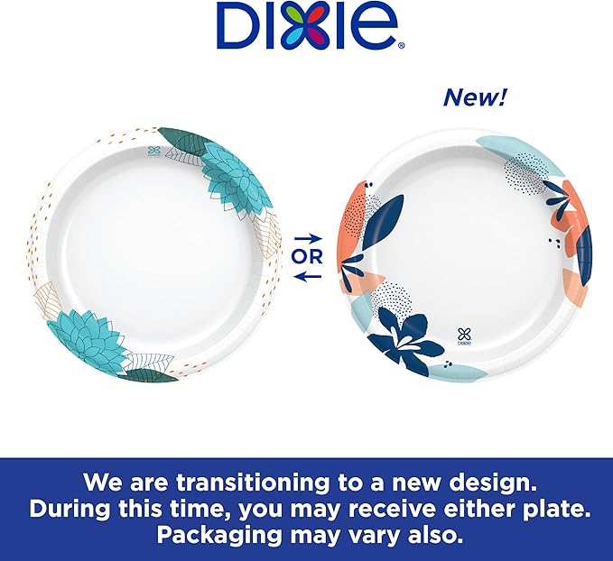 Dixie Medium Paper Plates,8.5 Inch,2X Stronger,Microwave-Safe,Soak-Proof,Cut Resistant,Disposable Plates For Everyday Breakfast,Lunch,& Dinner Meals,90 Count (Pack of 6)