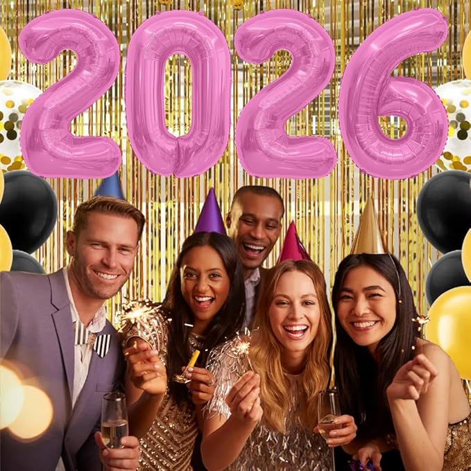 2026 Balloons Pink 2026 Foil Number Balloons, 40 inch 2026 Balloons New Year, Large 2026 Mylar Balloons for 2026 New Years Eve Party Supplies Festival Birthday Anniversary Graduation Decorations