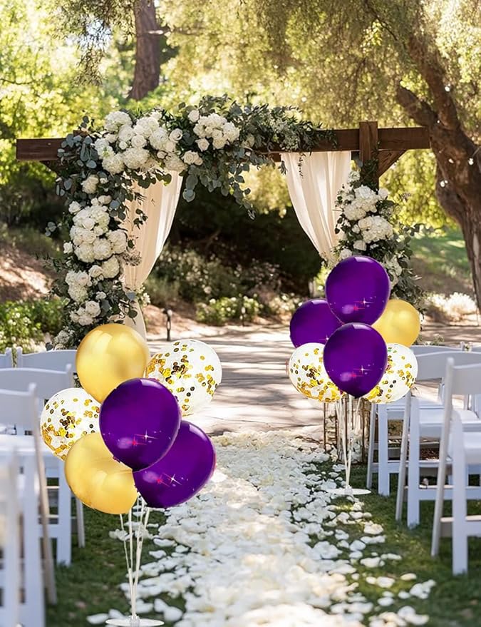 Graduation Decorations Purple Gold 2026/Purple Graduation Party Decorations 2026/Purple Gold Balloon Table Centerpiece Decorations/Birthday