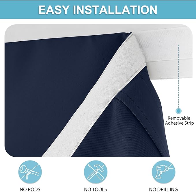RYB HOME Classroom Door Window Cover, Blackout Shades for Classroom Windows and Doors Cover Lockdown Shades, Room Darkening Design Blocks Views, W 12 x L 30, 1 Panel, Navy