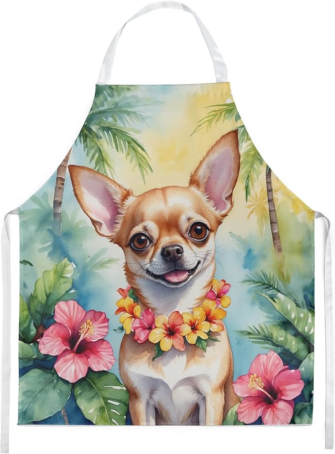 Caroline's Treasures Chihuahua Luau Apron Cooking Kitchen Server Baking Crafts Gardening for Adult Women Men, Unisex, Large, Multicolor