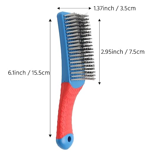 Wire Brushes for Rust Removal - Stainless Steel Wire Metal Brush for Cleaning Concrete, Paint Remover for Concrete & Grill Rust Remover with Ergonomic Handle (15.5x3.5cm)