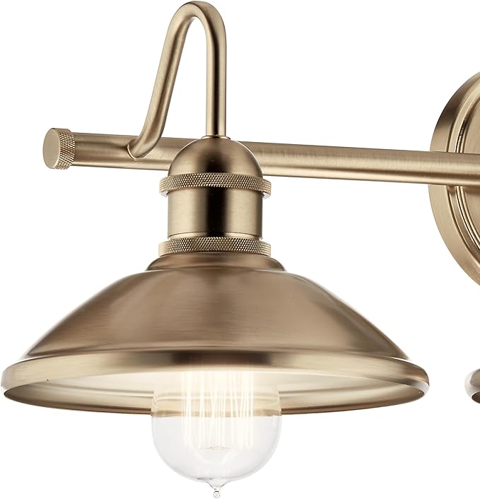 Kichler Clyde 3 Light Bathroom Vanity in a Rich Champagne Bronze Finish, for Bathrooms, (7.25" H x 26.5" W x 8.25" Ext.), 45945CPZ