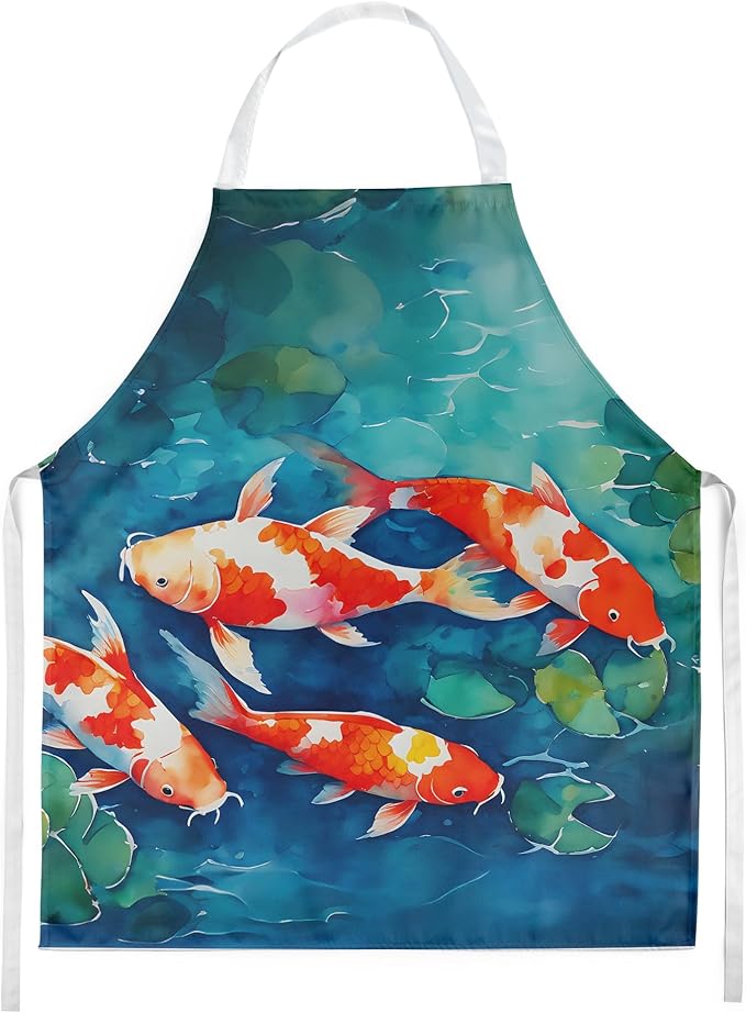 Caroline's Treasures Koi Fish Apron Cooking Kitchen Server Baking Crafts Gardening for Adult Women Men, Unisex, Large, Multicolor