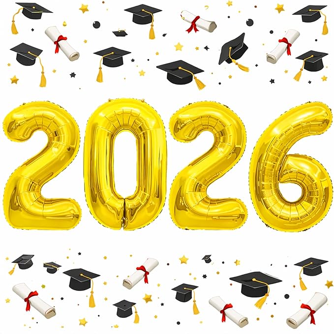 Graduation Decorations 2026-2026 Numbers Gold Balloon 40 Inch - Graduation Party Supplies Favors Decor | Festival Balloon Backdrop Banner Sign - Chinese New Years Decorations 2026