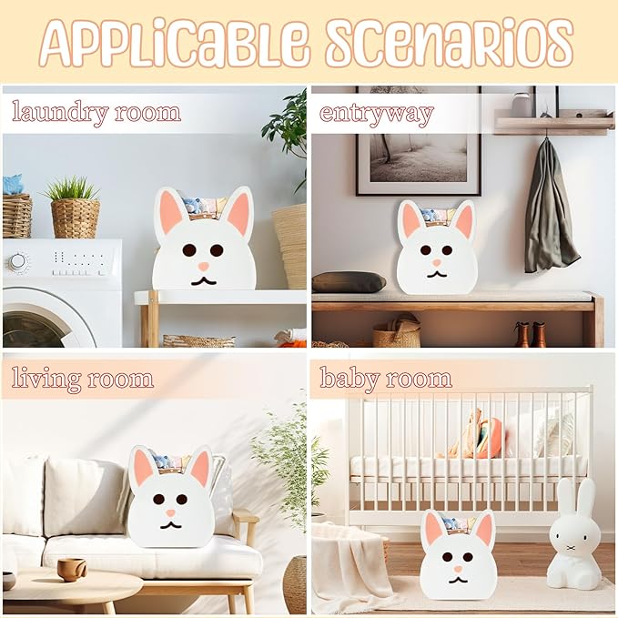 Cute Rabbit Shaped Felt Storage Caddy Felt Baby Basket, Nursery Organizer with Rabbit Design for Storage Infant Newborn Essentials, Diaper Caddy