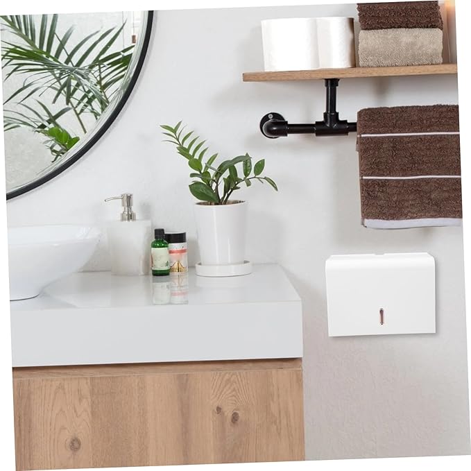 Paper Towel Box Simple Hands Towel Holder for Bathroom Wall Adhesive Paper Towel Dispenser Kitchen Commercial Dispensers Stainless Towel Holders Touchless Plastic White