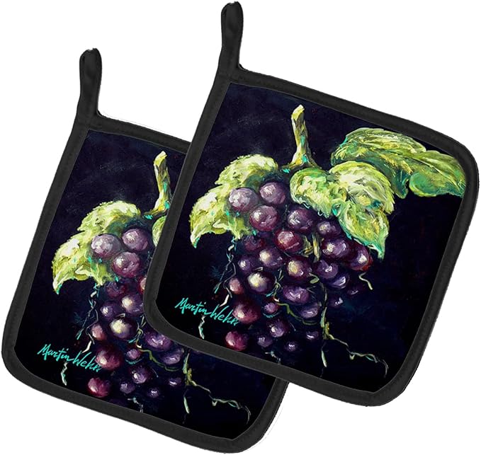 Caroline's Treasures MW1362PTHD Welch's Grapes Pair of Pot Holders Kitchen Heat Resistant Pot Holders Sets Oven Hot Pads for Cooking Baking BBQ, 7 1/2 x 7 1/2