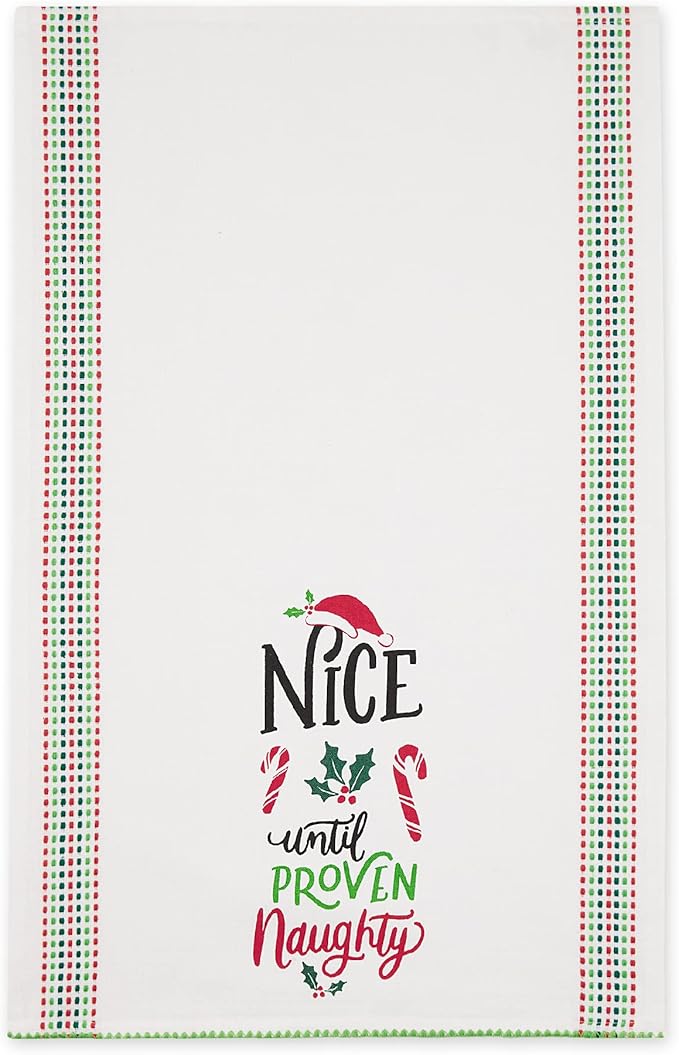 DII Holiday Kitchen Towel Set, Christmas Tea Towels for Baking, Cooking & Entertaining 18x28, Naughty/Nice, 2 Piece