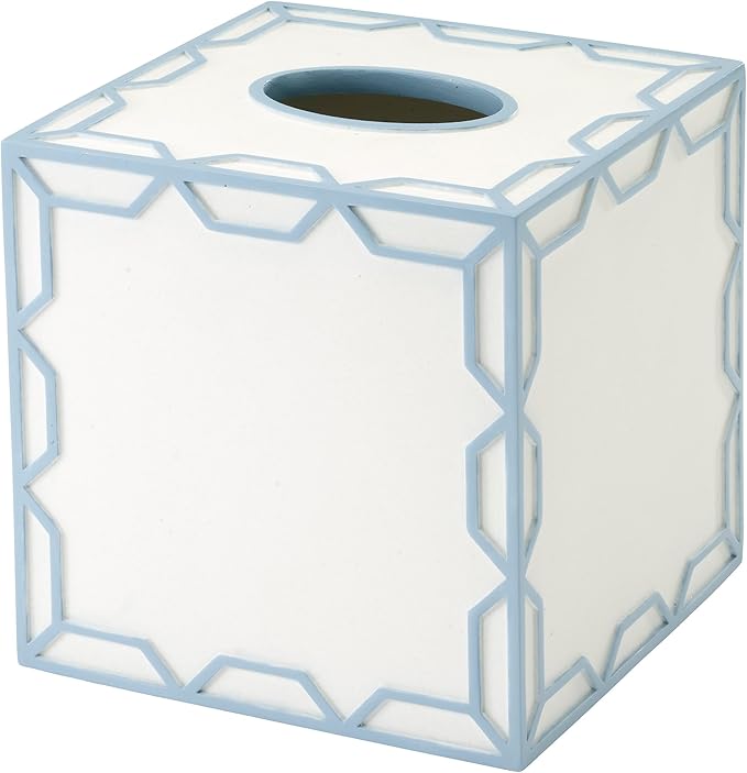 Izod – Tissue Box Cover, Hand-Painted Sand Resin with Trellis Pattern, Geometric Home Decor – Perfect for Bathrooms, Bedrooms, Kitchens or Offices (Trellis)