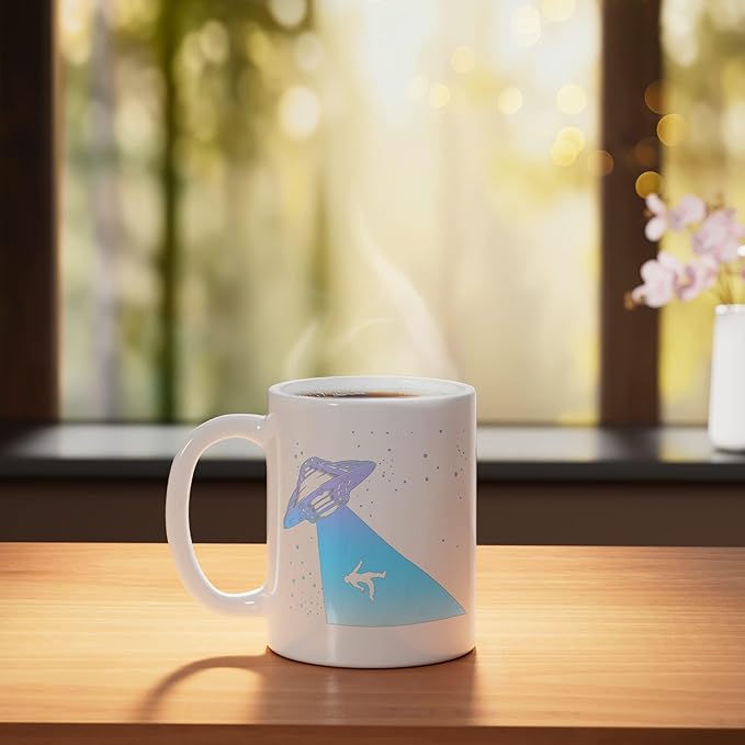 Flying Saucer UFO, Astronauts are Aliens Ceramic Mug, White