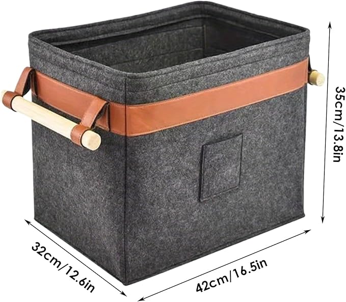 Firewood Basket Carrier, Large Capacity Firewood Holder, Foldable Felt Storage Basket with Handles for Home, Clothes Toys Organizing Design, Storage Accessory for Living Room, Fireplace Use Daily