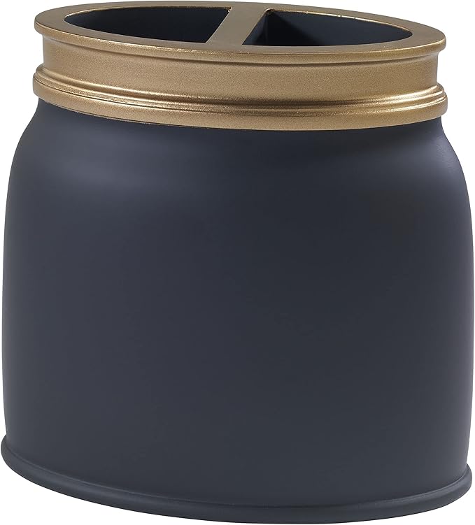 Avanti Linens - Toothbrush Holder, Countertop Bathroom Accessories, Modern Home Decor (Memphis Collection, Black)