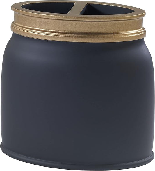 Avanti Linens - Toothbrush Holder, Countertop Bathroom Accessories, Modern Home Decor (Memphis Collection, Black)